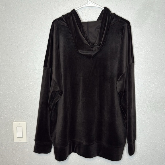 Ideology Women's Black Oversized Velour Hooded Pullover Size Large - Picture 8 of 8
